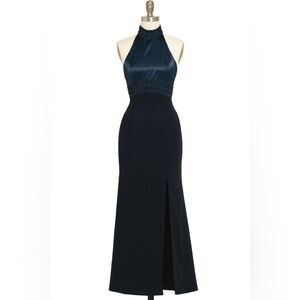 Laurence Kazar sequin halter gown Y2K size large black